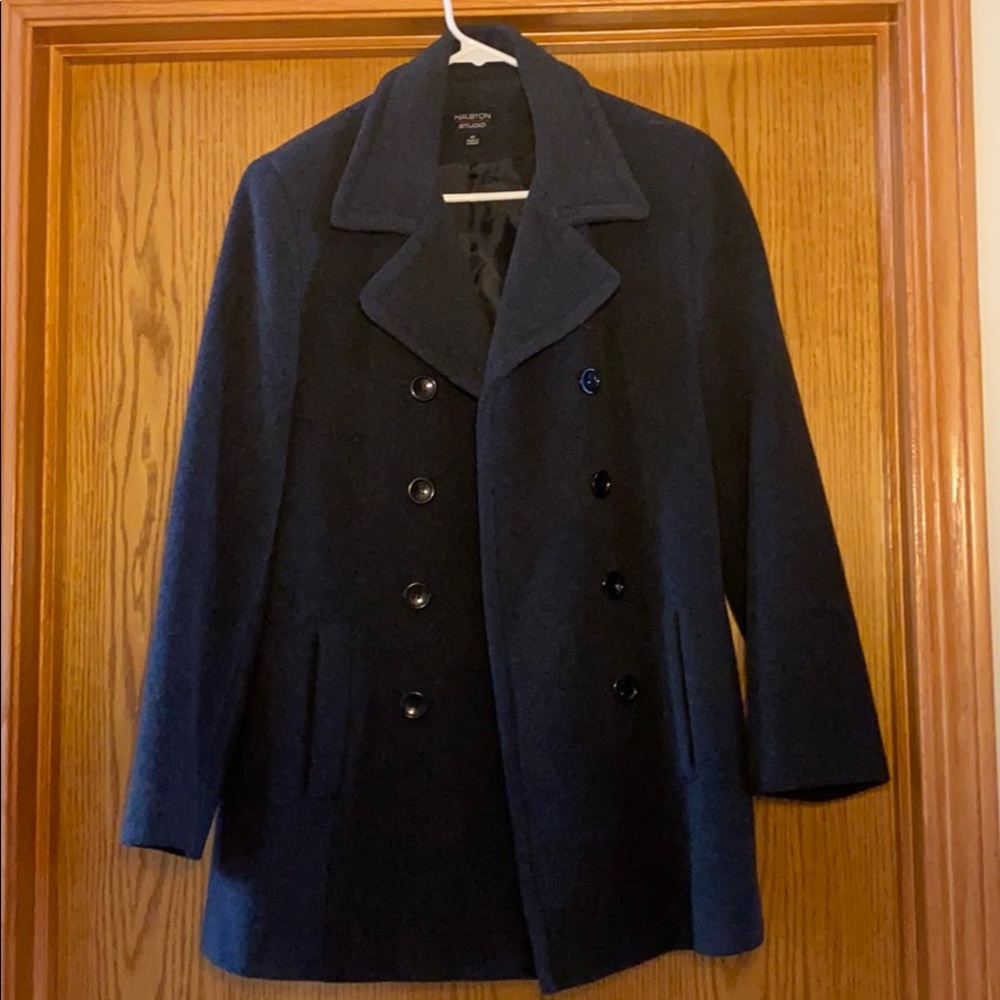 Halston Studio Pea Coat, Gray Size 10